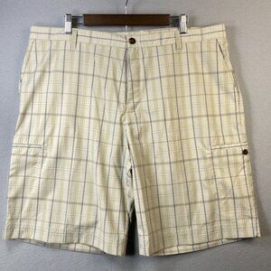 Adidas Performance‎ Golf Shorts Mens Size 40 Beige Plaid A2E001 Active Lifestyle